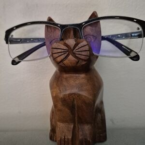 Matr Boomie Wooden Animal  Cat Eyeglass Glasses Holder Stand Glasses Not Include